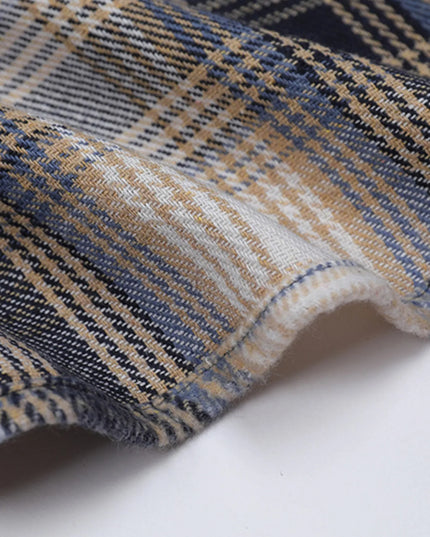 Men's Plaid Button Up Long Sleeve Jacket