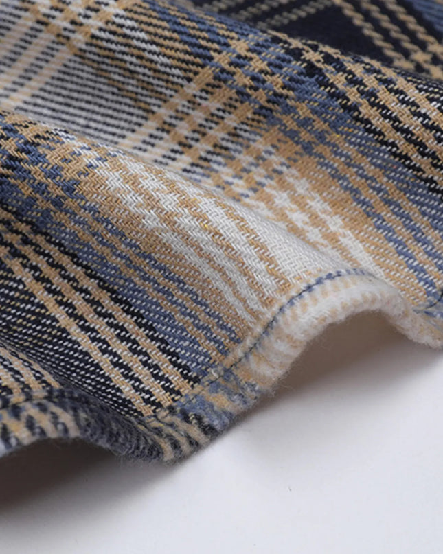 Men's Plaid Button Up Long Sleeve Jacket