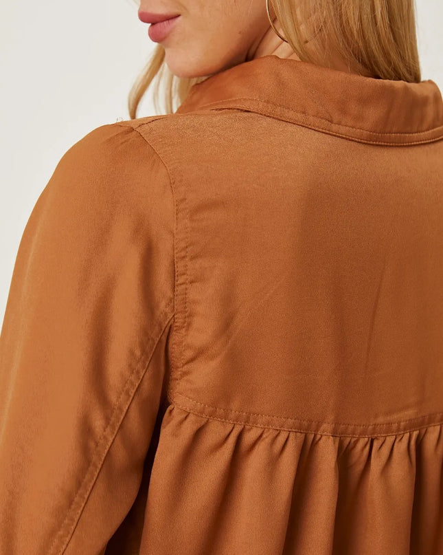 Balloon Sleeve Collared Neck Blouse