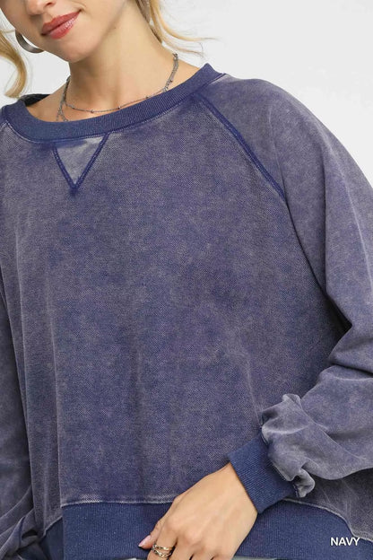 Umgee Mineral Wash French Terry Sweatshirt