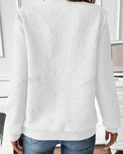 Quarter Zip Textured Long Sleeve Sweatshirt