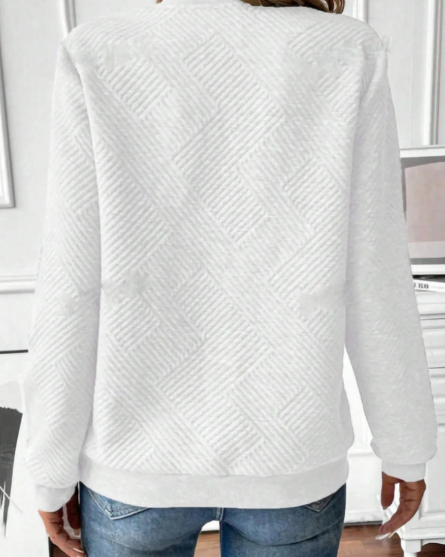 Quarter Zip Textured Long Sleeve Sweatshirt