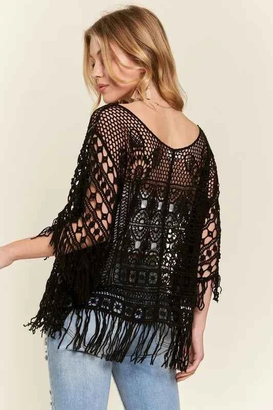 ADORA Fringe Hem Crochet Top