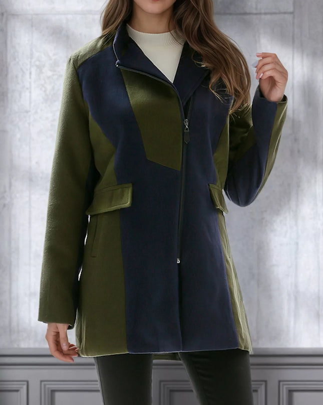 Color Block Zip Up Outerwear