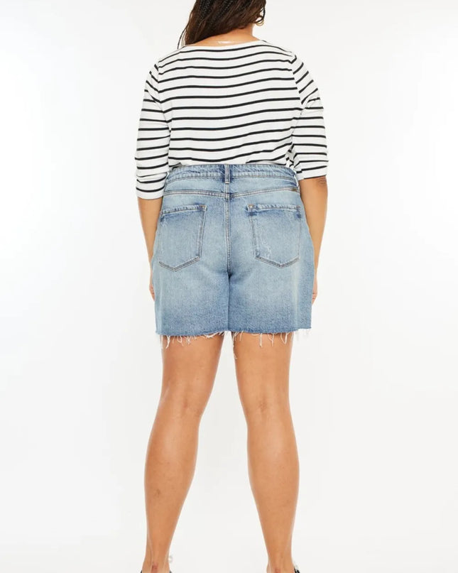 Kancan Full Size Raw Hem High Waist Denim Shorts