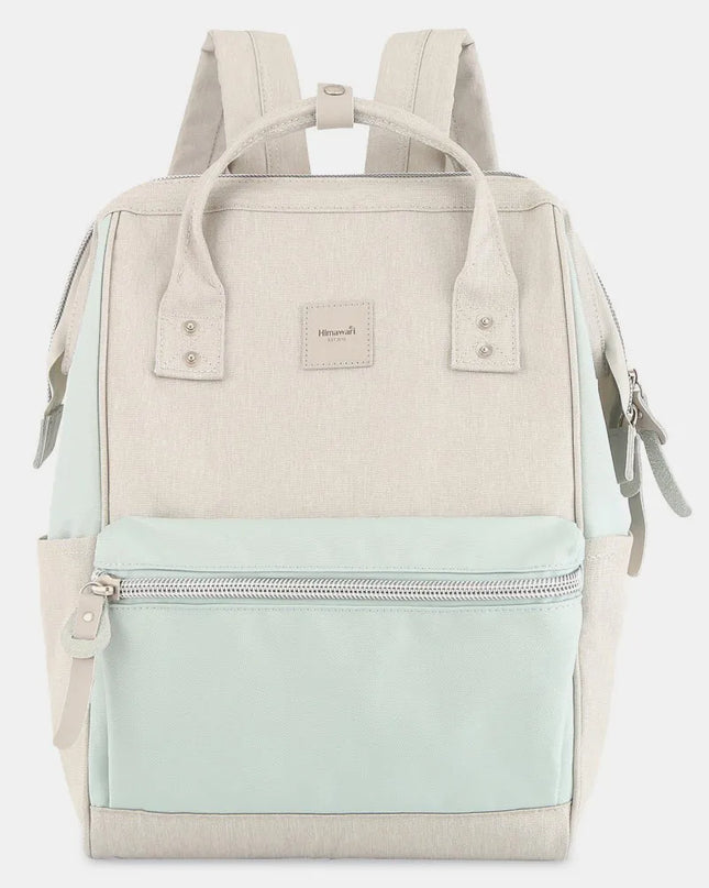 Himawari Water Resistant Canvas Backpack Bag with Side Pockets Grey Mint One Size