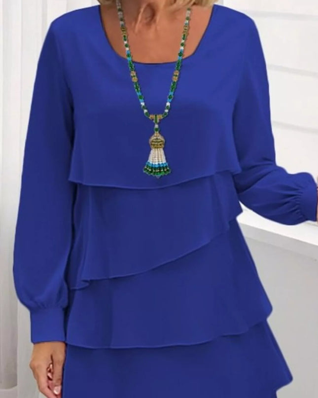 Full Size Layered Long Sleeve Mini Dress Plus Size