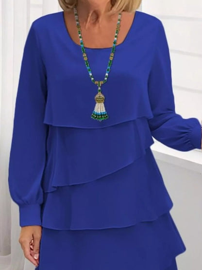 Full Size Layered Long Sleeve Mini Dress Plus Size