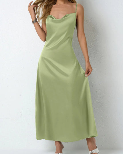 Satin Cowl Neck Cami Dress