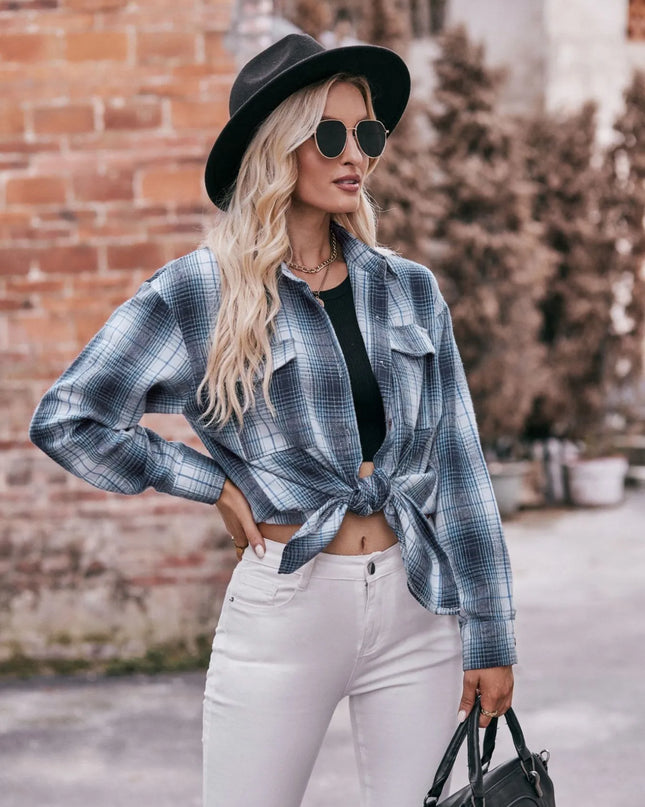Plaid Button-Down Long Sleeve Shirt