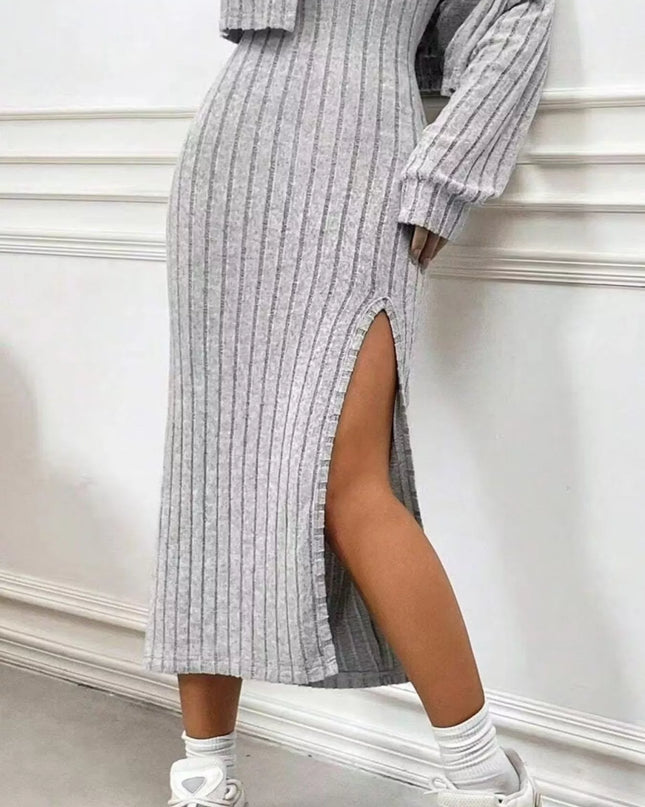 Ribbed Knit Cami Dress & Cardigan Set