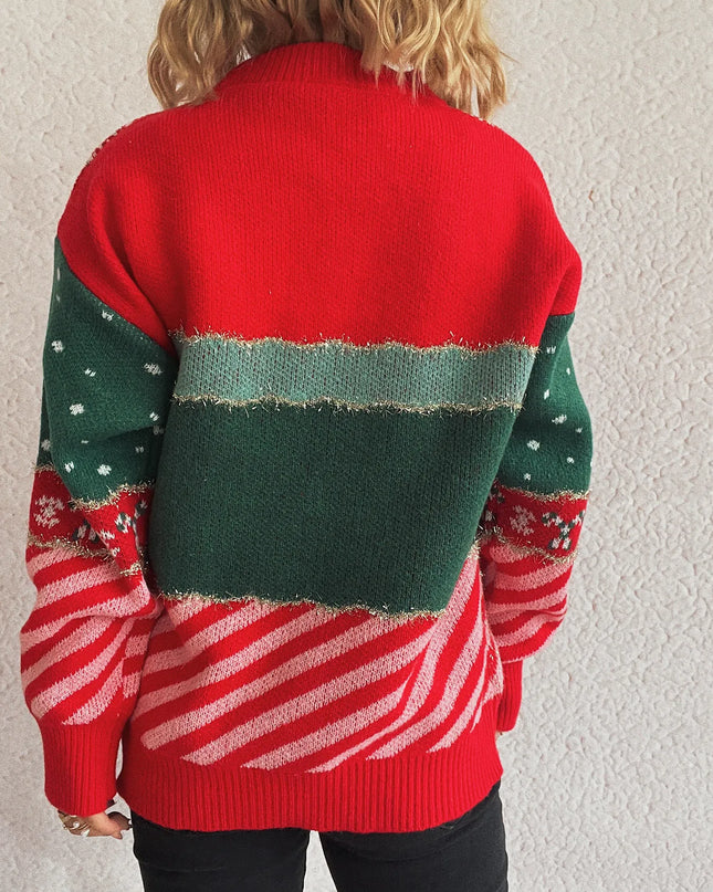 Christmas Letter Round Neck Long Sleeve Sweater