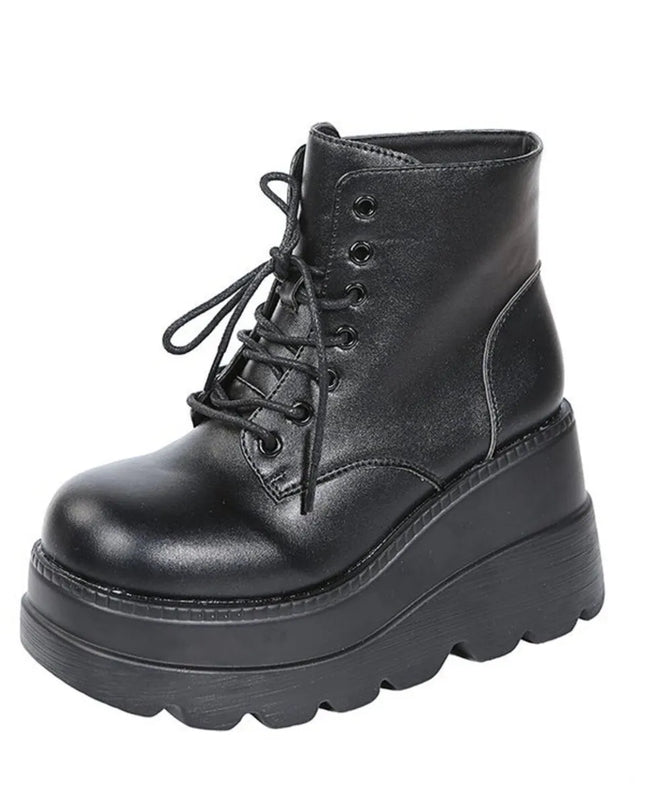 Lace Up Platform Wedge Boots