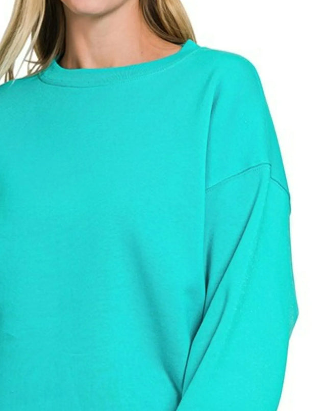 Zenana Fleece Crewneck Long Sleeve Sweatshirt