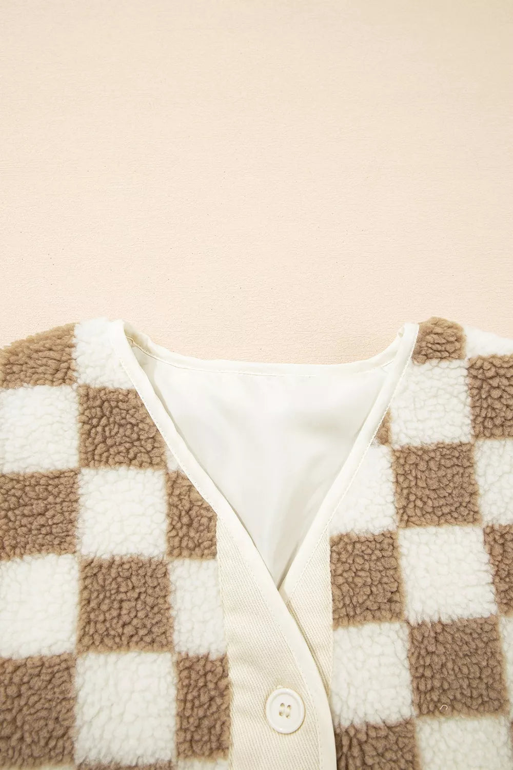 Checkered Sherpa Oversized Button Up Jacket