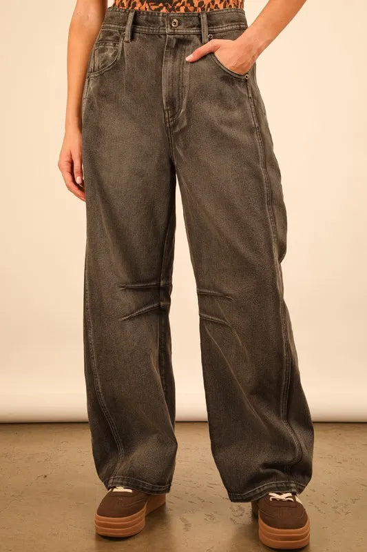 VERY J Wide Leg Comfy Jeans Grey