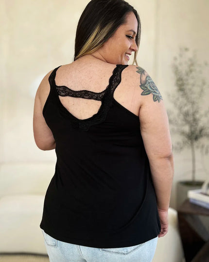 Basic Bae Full Size Lace Detail V-Neck Cutout Cami