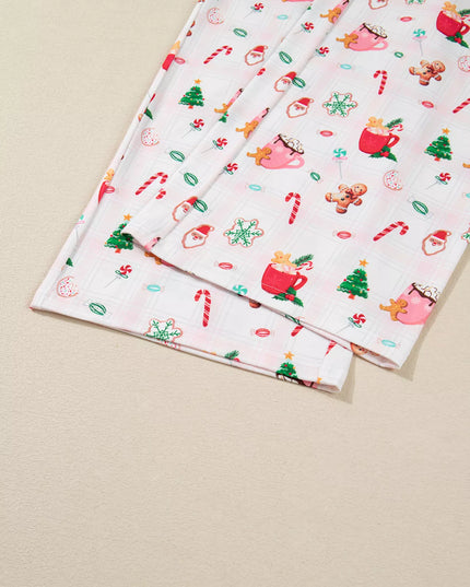 Christmas Spirit Cute Holiday Print Short Sleeve Shirt and Pants 2pcs Pajama Set