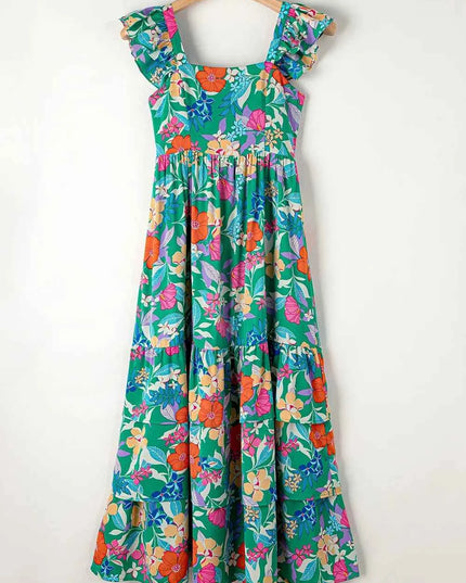 Tiered Ruffled Printed Sleeveless Dress