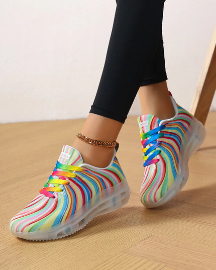 Rainbow Swirl Lace Up Athletic with Transparent Sole 