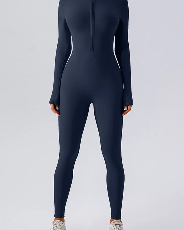 Half Zip Mock Neck Active Jumpsuit 