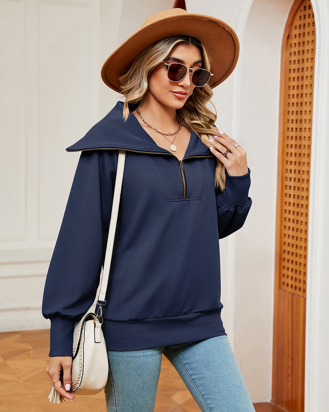 Half-Zip Collared Sweatshirt