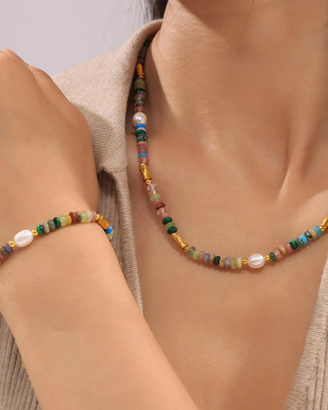 Bohemian Natural Stone Pearl Beaded Jewelry Set 