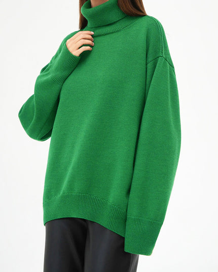 Turtle Neck Dropped Shoulder Sweater