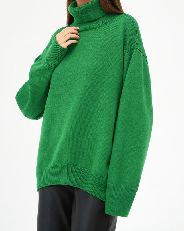 Turtle Neck Dropped Shoulder Sweater