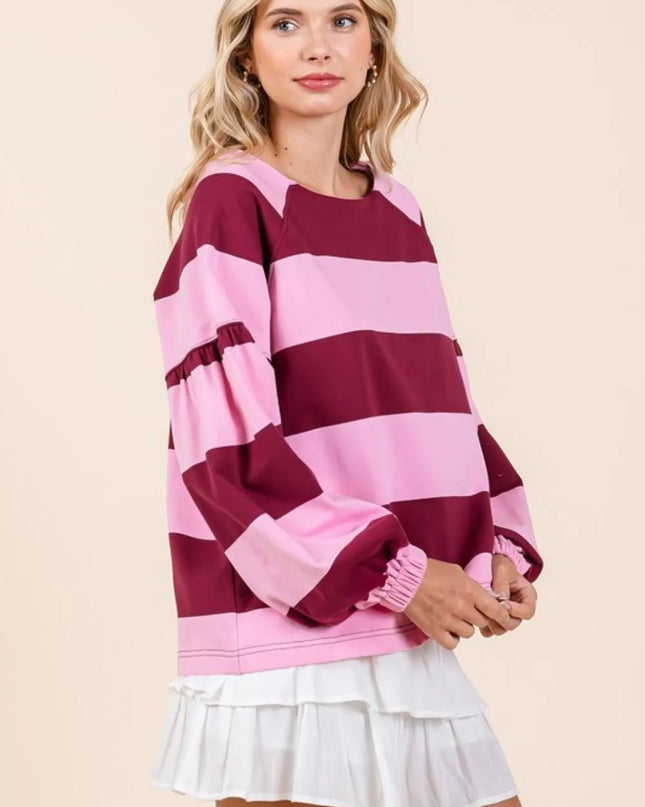 Mittoshop Striped Snap Shoulder Long Sleeve T-Shirt