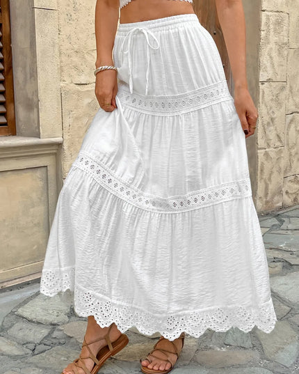 Lace Detail Elastic Waist Skirt 