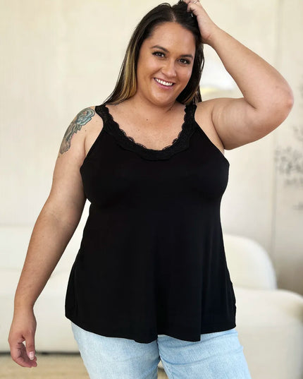 Basic Bae Full Size Lace Detail V-Neck Cutout Cami