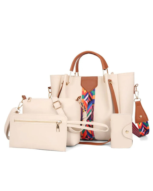 4-Piece Geometric Strap Bag Set 