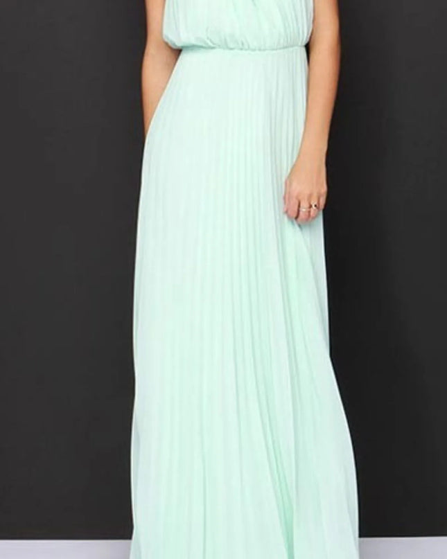 Pleated Sleeveless Maxi Tank Dress