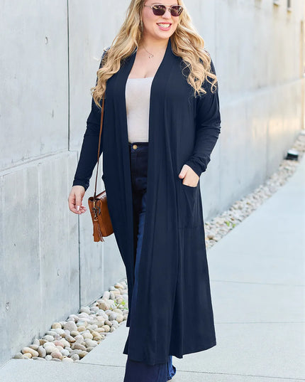 Basic Bae Full Size Open Front Long Sleeve Cover Up