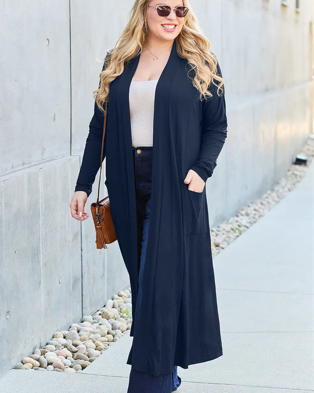 Basic Bae Full Size Open Front Long Sleeve Cover Up