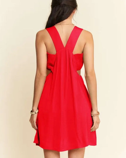 Davi & Dani Washed Satin Cutout Skirt Bandeau Mini Dress 