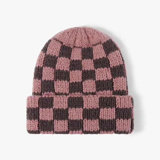 Thermal Checkered Hat Dusty Pink One Size
