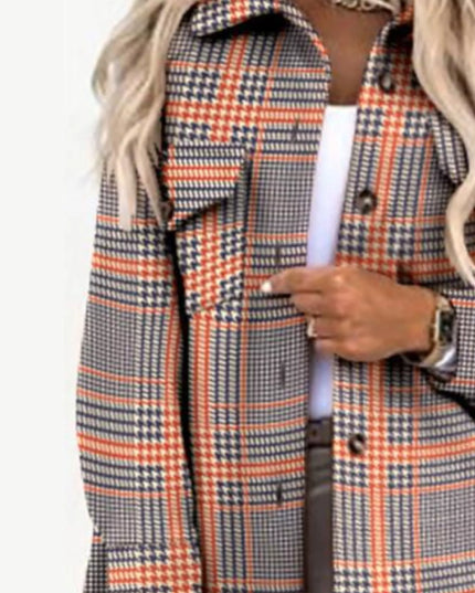 Button Up Long Sleeve Plaid Outerwear