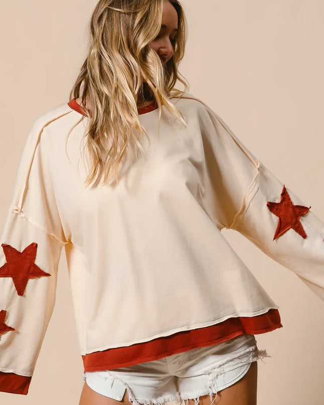 BiBi French Terry Top With Patch Detail Sweatshirt