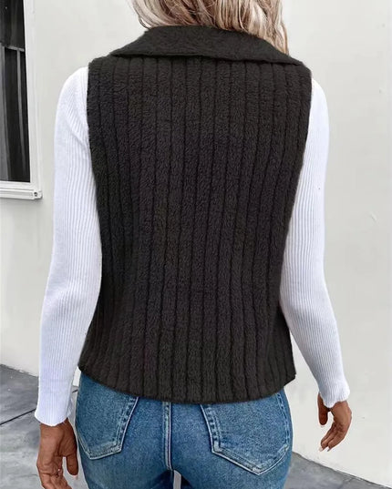 Open Front Fuzzy Vest Coat