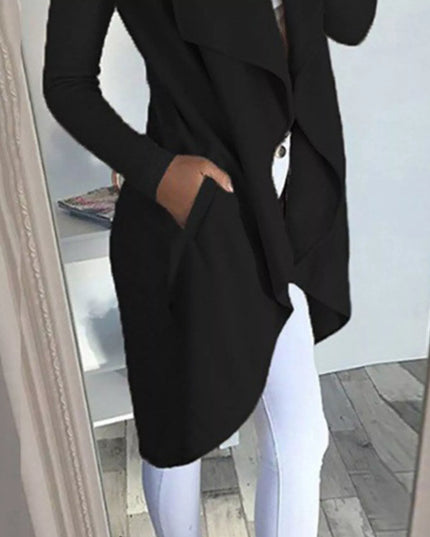 Full Size Lapel Collar Long Sleeve Coat Plus Size