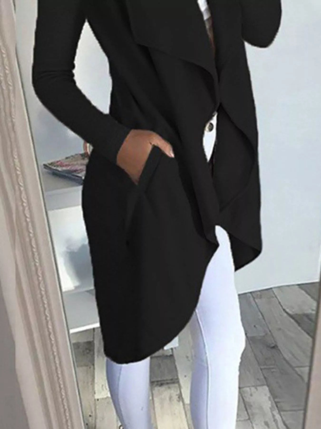 Full Size Lapel Collar Long Sleeve Coat Plus Size