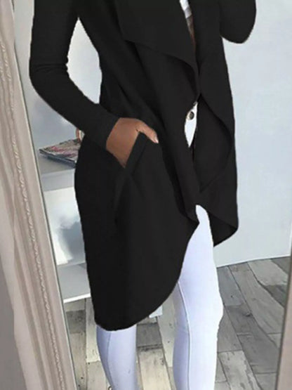 Full Size Lapel Collar Long Sleeve Coat Plus Size