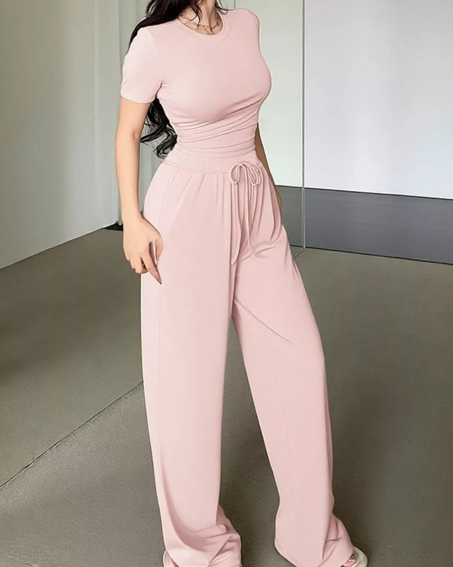 Round Neck T-Shirt and Pants Set