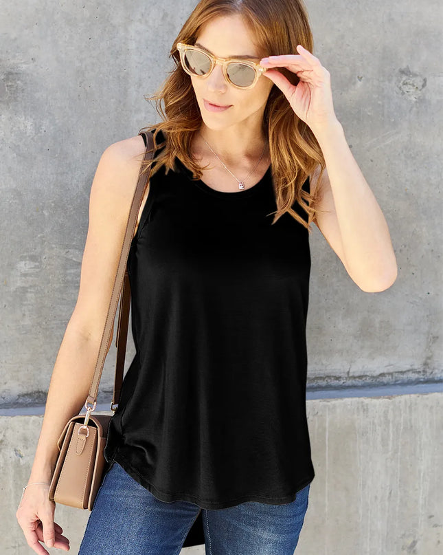 Basic Bae Bamboo Full Size Round Neck Tank Black