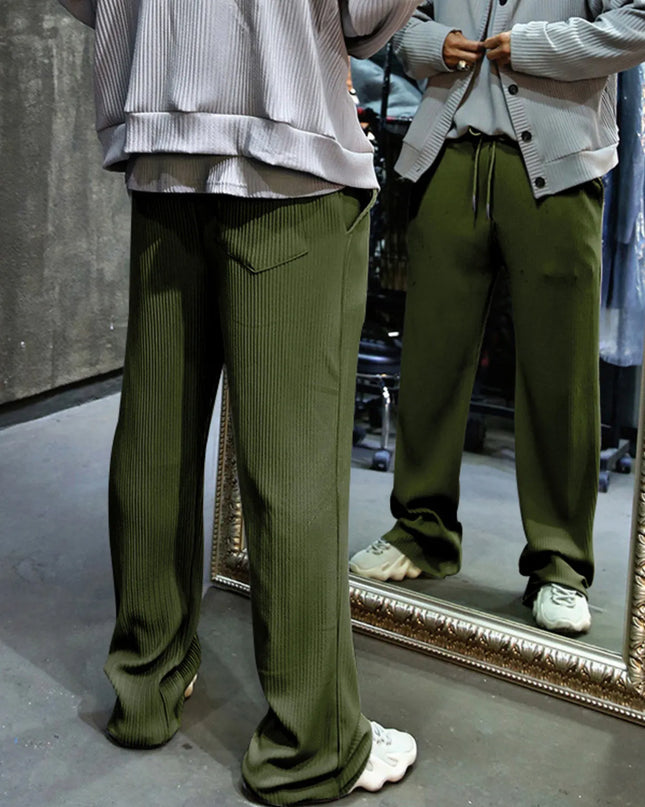 Men's Full Size Relaxed Fit Drawstring Wide Leg Pants Plus Size