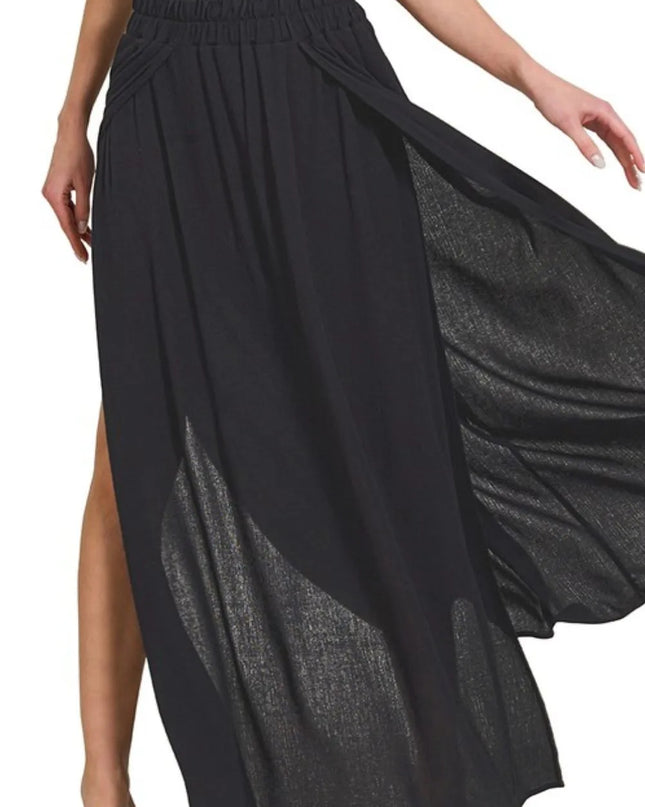 Zenana Woven Crinkle Gauze Long Skirts 