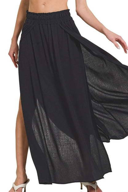 Zenana Woven Crinkle Gauze Long Skirts 