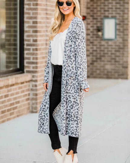 Open Front Leopard Cardigan